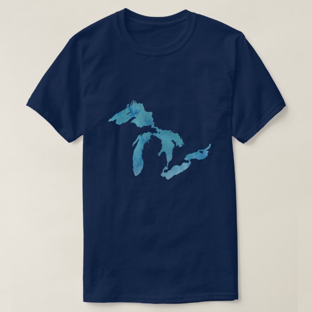 Great Lakes Map Kontur Silhouette T-Shirt (Design vorne)