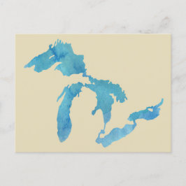 Great Lakes Map Silhouette in Aquarell Postkarte