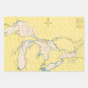 Great Lakes Nautic Chart Map Geschenkpapier Set