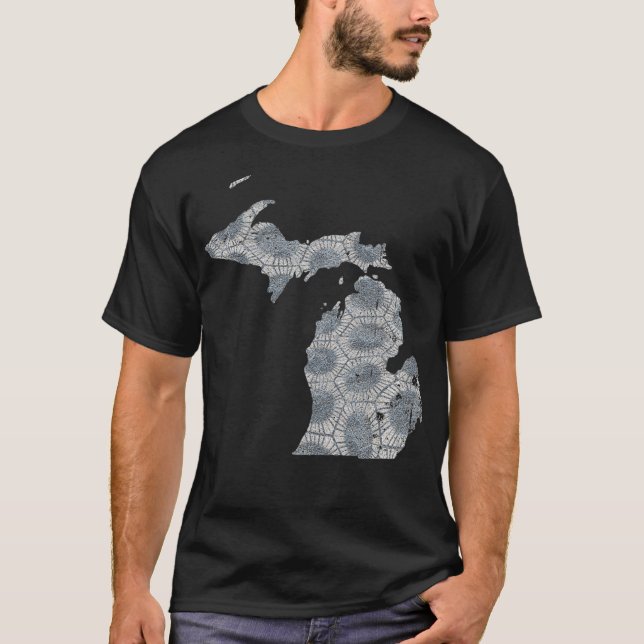 Great Lakes Shaped Men Summer Petoskey Stone T-Shirt (Vorderseite)