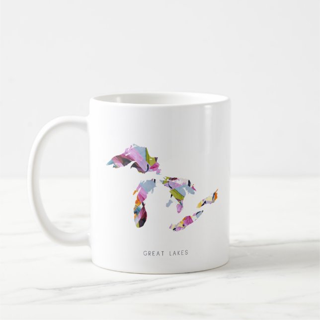 Great Lakes Silhouette Karte Kaffee Tasse (Links)