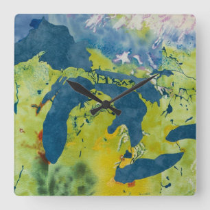 Great Lakes Wall Clock Quadratische Wanduhr