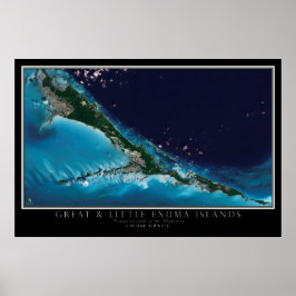 Great & Little Exuma Islands Bahamas Satellite Kar Poster