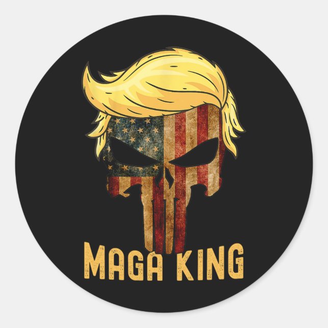 Great Maga King Shirt Donald Trump Skull Runder Aufkleber (Vorderseite)