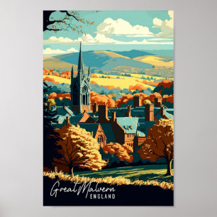 Great Malvern England Vintage Reise Illustration Poster