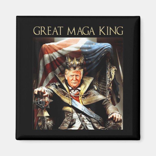 Great Mega King USA Flag Proud Ultra Maga Trump Magnet (Vorne)