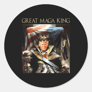 Great Mega King USA Flag Proud Ultra Maga Trump Runder Aufkleber