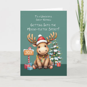 Great Nephew Adorable Funny Moose Weihnachten Karte