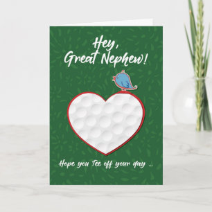 Great Nephew Golf Sports Heart Valentine Preteen Karte
