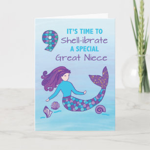 Great Niece 9. Geburtstag Funkelnd Look Mermaid Karte