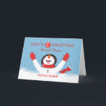 Great Niece Name Christmas Snowman Karte<br><div class="desc">Ein glücklicher Karottenschneemann feiert mit deiner tollen Nichte an ihrem ersten Weihnachtsfest. Das Tolle an dieser Karte ist die Personalisierungsoption,  bei der Sie den Namen Ihrer großen Nichte auf dem Cover haben können.</div>