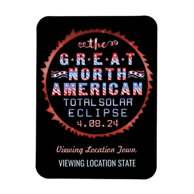 Great North American Solar Eclipse 8. April 2024 Magnet (Vertikal)