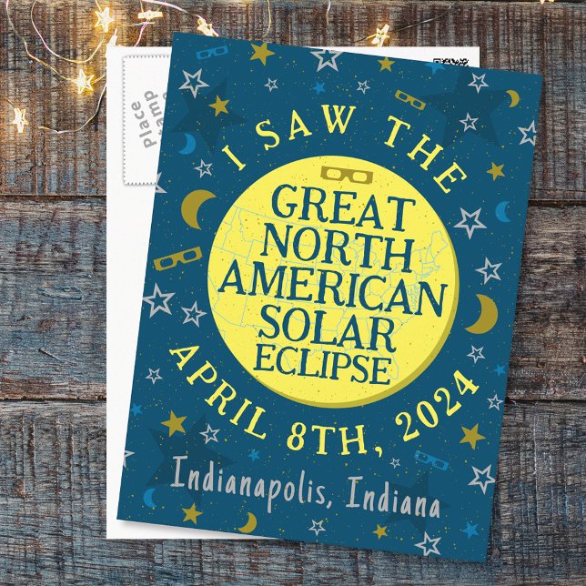 Great North American Solar Eclipse Apr 2024 Custom Postkarte (Von Creator hochgeladen)