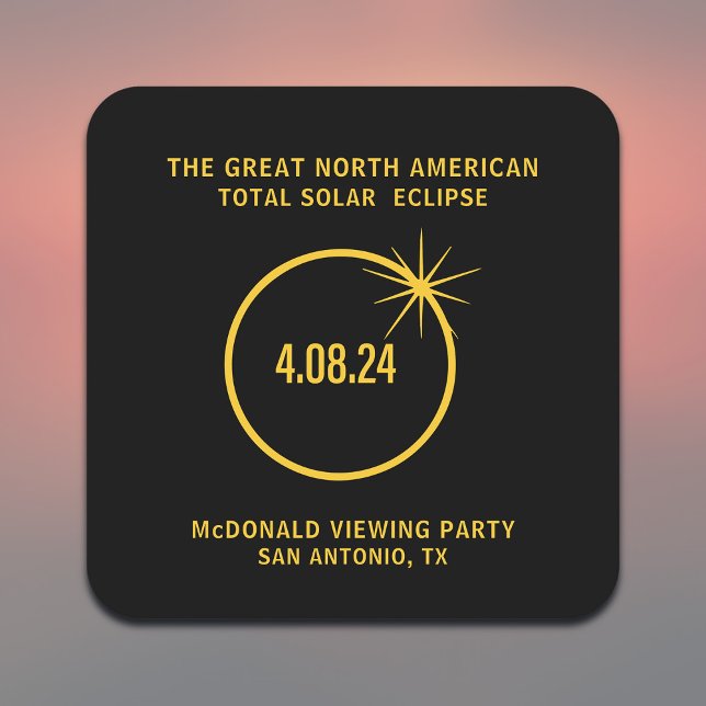 Great North American Total Solar Eclipse 04.08.24 Rechteckiger Pappuntersetzer (Personalize with your Family Name, City & State, or add other text, it's all editable)