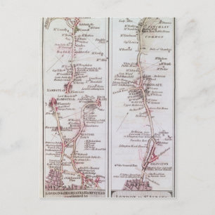 Great North Road out of London, 1. Juli 1790 Postkarte