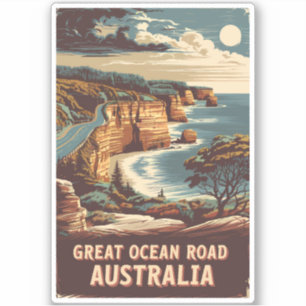 Great Ocean Road Australia Illustration Travel Art Aufkleber