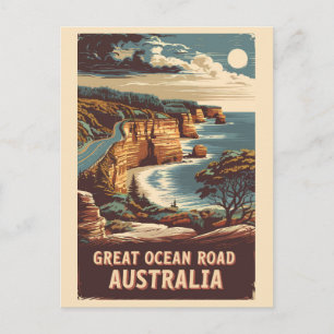 Great Ocean Road Australia Illustration Travel Art Postkarte