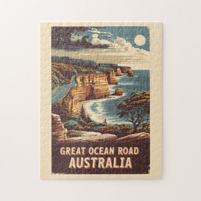 Great Ocean Road Australia Illustration Travel Art Puzzle (Vertikal)