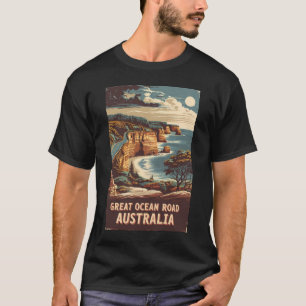 Great Ocean Road Australia Illustration Travel Art T-Shirt