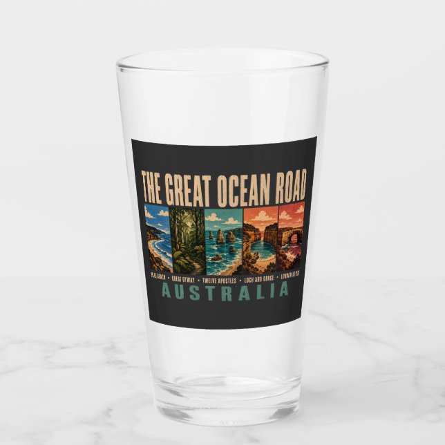 Great Ocean Road Australia Landmarks Illustration Glas (Vorderseite)