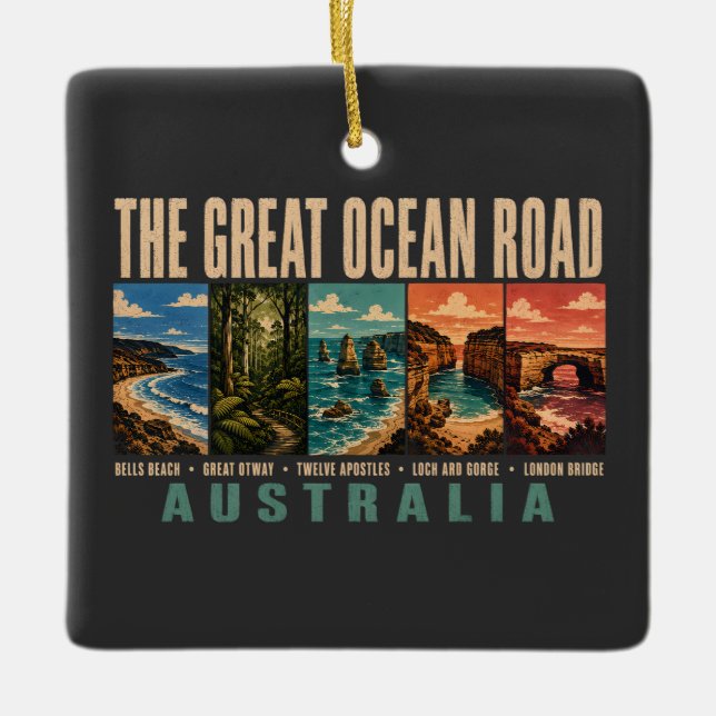 Great Ocean Road Australia Landmarks Illustration Keramikornament (Vorderseite)