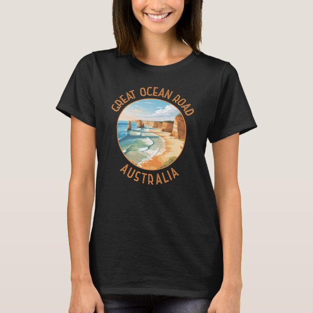 Great Ocean Road Australien Distressed Circle Retr T-Shirt (Vorderseite)