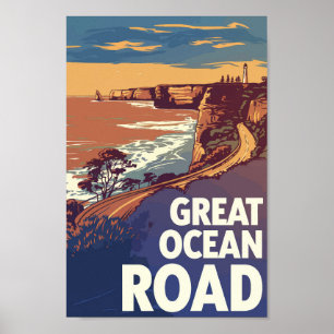 Great Ocean Road Travel Art Vintag Poster