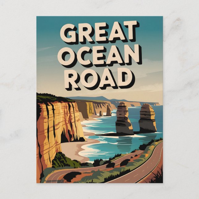 Great Ocean Road Vintag Postkarte (Vorderseite)