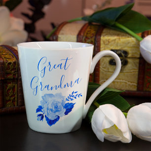 Great Oma China Blue Watercolor Rose Milchtasse