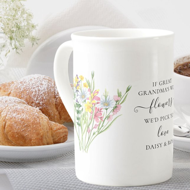 Great Oma Gedicht Hübsche Wildblume Bouquet Prozellantasse (If Great Grandma's were flowers I'd pick you - pretty wildflower mug gift for great grandparent)