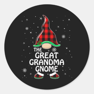 Great Oma Gnome Buffalo Kariert Matching Family Runder Aufkleber
