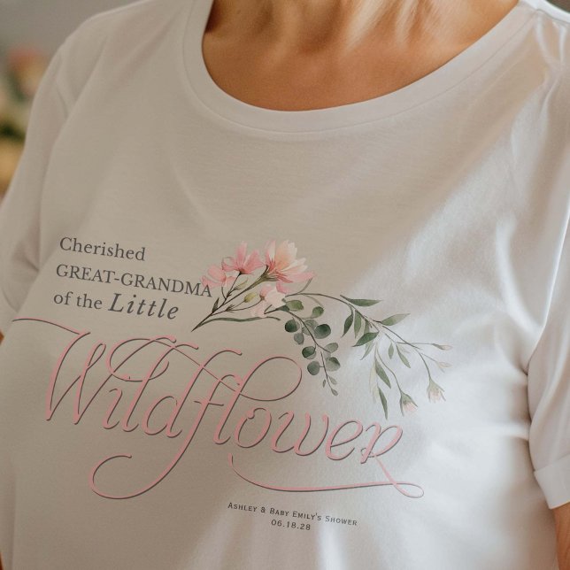 Great-Oma Kleine Wildblume Girl Duwer T-Shirt (Great-Grandma, Little Wildflower themed Family shirt.)