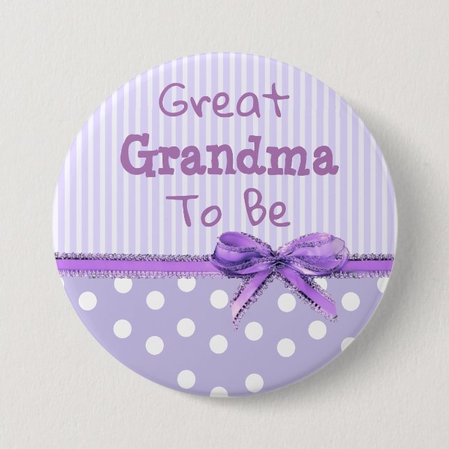 Great Oma to be Baby Showbutton: Lila Bow Button (Vorderseite)