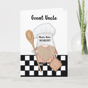 Great Onkel Birthday Whimsical Gnome Baker Backen Karte