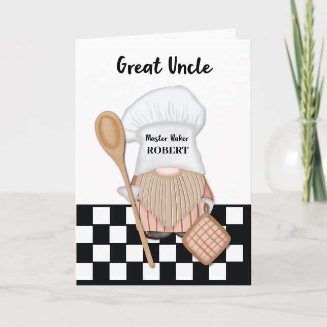 Great Onkel Birthday Whimsical Gnome Baker Backen Karte (Vorderseite)
