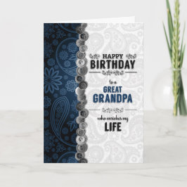 Great Opa Birthday Blue Paisley Karte