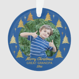 Great Opa Blue and Gold Christmas Trees Foto Ornament