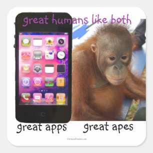 Great Phone Apps Great Ape Spaß Quadratischer Aufkleber