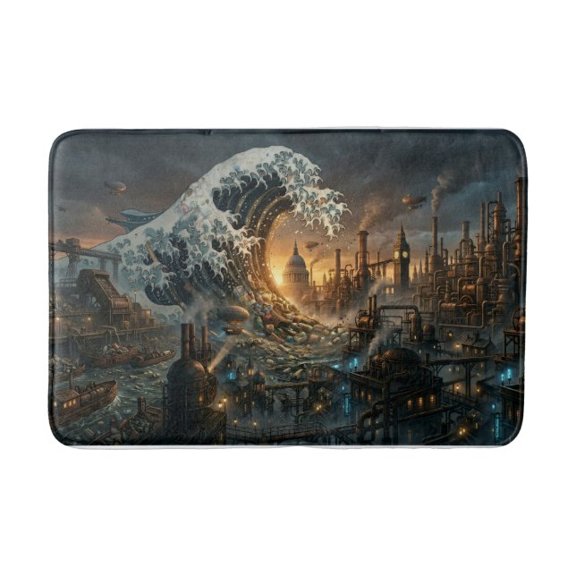 Great Plastic Trash Wave - Steampunk Bath Mat Badematte (Vorderseite)