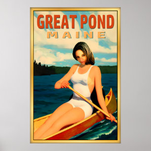 Great Pond Maine Reiseplakat New England See Poster