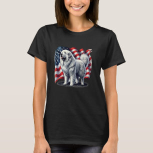 Great Pyrenäen American Flag T - Shirt