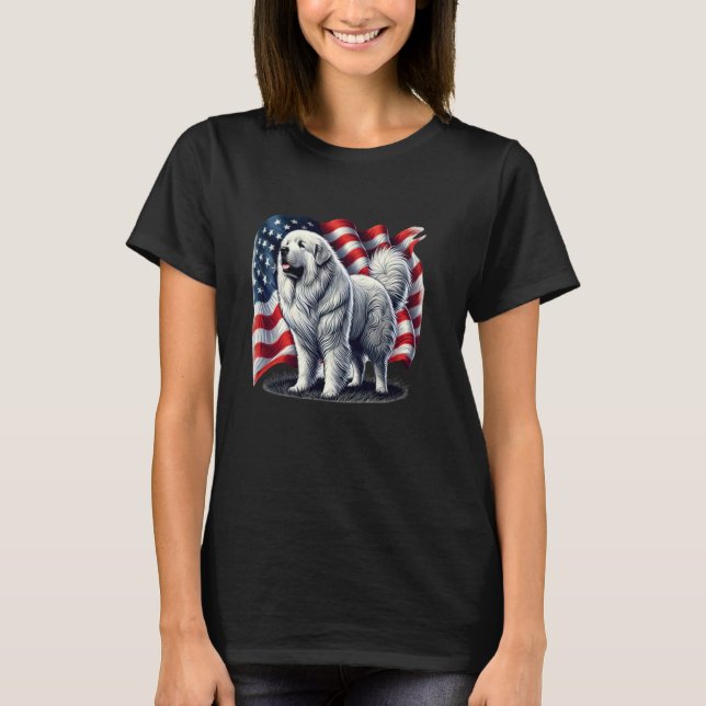 Great Pyrenäen American Flag T - Shirt (Vorderseite)