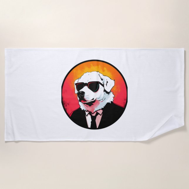 Great Pyrenäen Dog Businessman Strandtuch (Vorderseite)