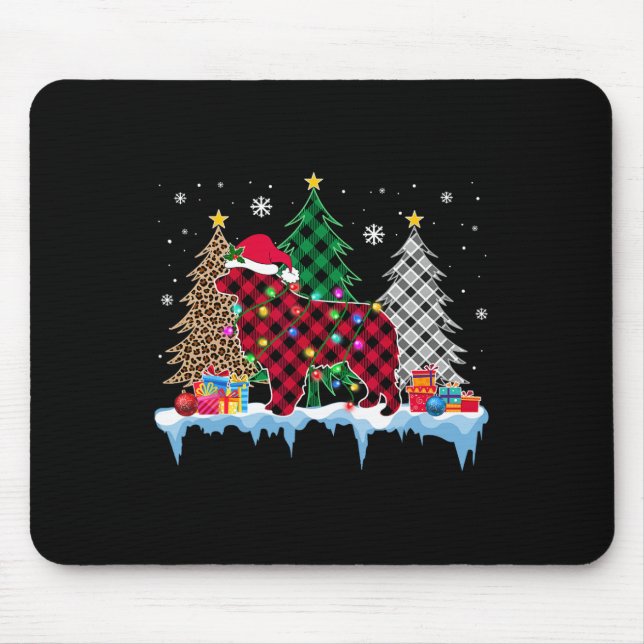Great Pyrenäen Dog Tree Weihnachtsbeleuchtung Weih Mousepad (Vorne)