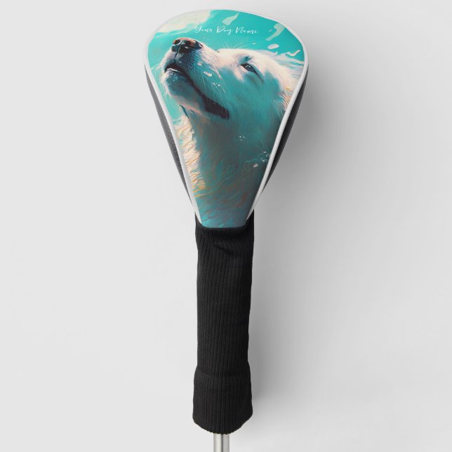 Great Pyrenäen Hund Schwimmen in Wasser 001 Golf Headcover (Vorderseite)