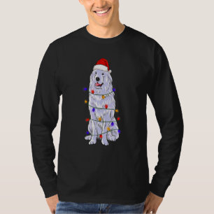 Great Pyrenäen Hund tragen Weihnachtshut Lichter T-Shirt