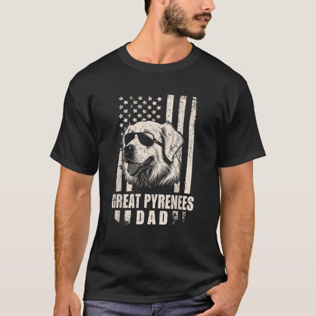 Great Pyrenäen Hund Vater American Flag Geschenke  T-Shirt (Vorderseite)