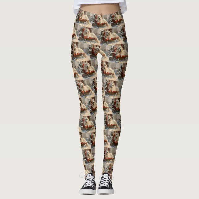 Great Pyrenäen Hund Weihnachten Feierliche Leggings (Vorderseite)