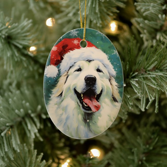 Great Pyrenäen Hund Weihnachtsmalerei Kunst Keramik Ornament (Baum)