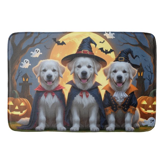 Great Pyrenäen Hunde Pumpkin Halloween Funny Badematte (Vorderseite)